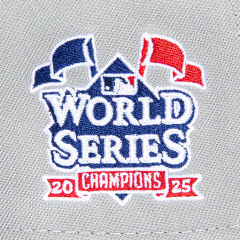 New Era 9Forty A-Frame Los Angeles Dodgers 2025 World Series Champions Flags Patch Snapback Hat - Grey, Royal New Era