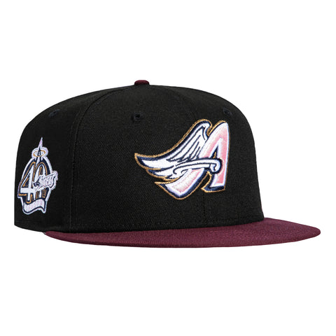 New Era 59Fifty Sweethearts Los Angeles Angels 40th Anniversary Patch 1997 Hat - Black, Maroon New Era