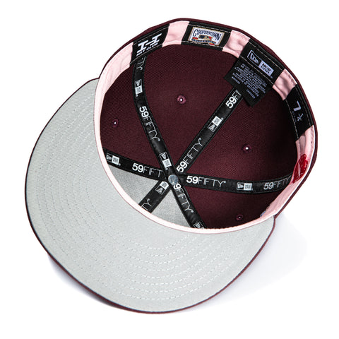 New Era 59Fifty Sweethearts Oakland Athletics 1988 World Series Patch Upside Down Hat - Maroon New Era