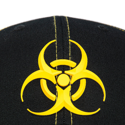 Huf Sector Biohazard Snapback Hat - Black & Yellow Huf