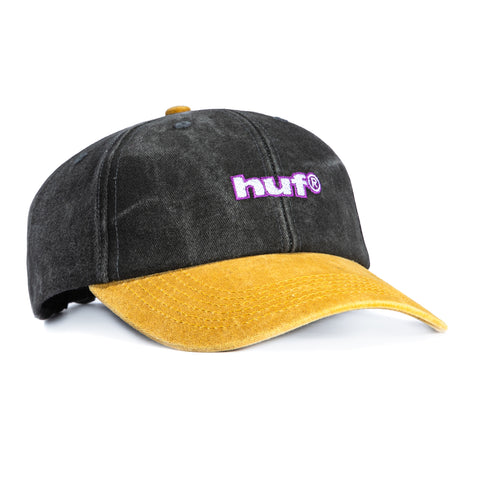 Huf Two Tone 1989 Washed Strapback Adjustable Hat - Black Washed, Khaki Huf