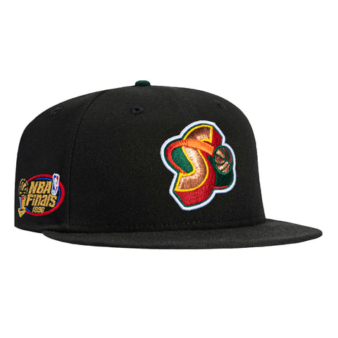 New Era 59Fifty Seattle Sonics 1996 NBA Finals Patch 1995 Alternate Hat - Black New Era