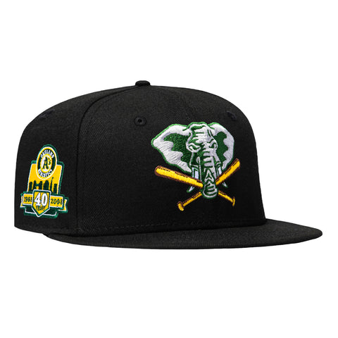 New Era 59Fifty Black Dome Oakland Athletics 40th Anniversary Patch Stomper Hat - Black New Era
