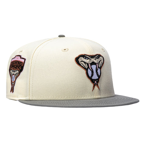New Era 59Fifty Arizona Diamondbacks Inaugural Patch Snakehead Pink UV Hat - White, Graphite New Era