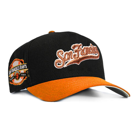 New Era 9Forty A-Frame San Francisco Giants Inaugural Patch Snapback Script Hat - Black, Burnt Orange New Era