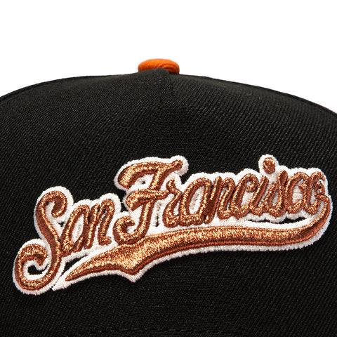 New Era 9Forty A-Frame San Francisco Giants Inaugural Patch Snapback Script Hat - Black, Burnt Orange New Era