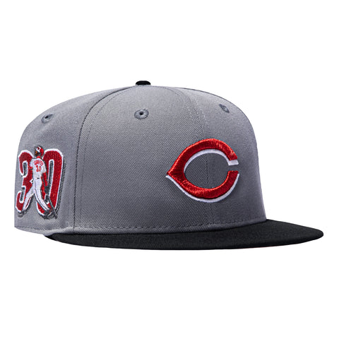 New Era 59Fifty Cincinnati Reds Ken Griffey Jr 30 Patch Pink UV Hat - Storm Grey, Black, Red New Era