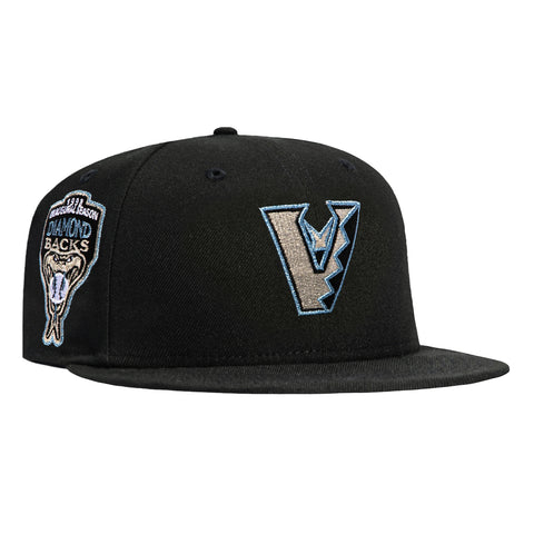 New Era 59Fifty Arizona Diamondbacks Inaugural Patch Upside Down Hat - Black, Light Blue, Metallic Silver New Era
