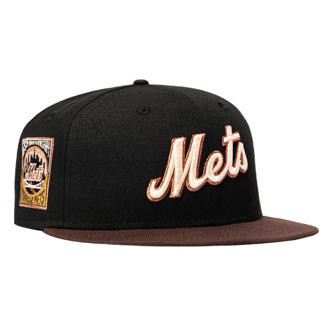 New Era 59Fifty New York Mets 25th Anniversary Patch Script Hat - Black, Brown, Metallic Copper New Era