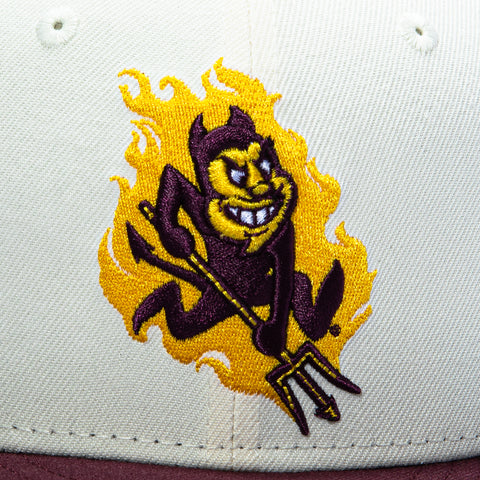 New Era 59Fifty Arizona State Sun Devils 1987 Rose Bowl Patch Sparky Hat - White, Maroon New Era
