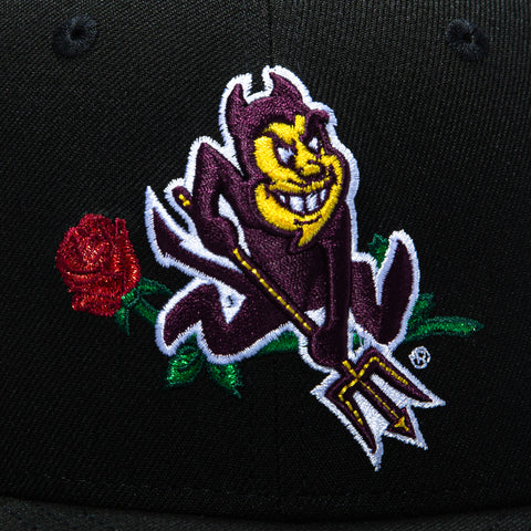 New Era 59Fifty Arizona State Sun Devils 1987 Rose Bowl Patch Sparky Rose Hat - Black New Era