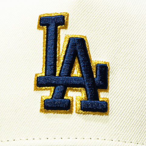 New Era 9Forty A-Frame Los Angeles Dodgers 50th Anniversary Stadium Patch Snapback Hat - White, Navy, Metallic Gold New Era
