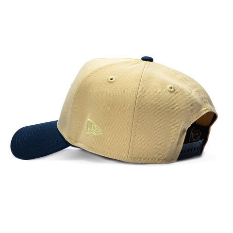 New Era 9Forty A-Frame New York Yankees 75th Anniversary Stadium Patch Snapback Hat - Tan, Navy, Metallic Gold New Era