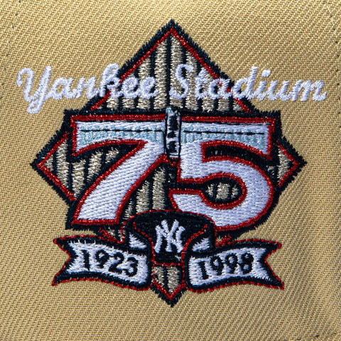 New Era 9Forty A-Frame New York Yankees 75th Anniversary Stadium Patch Snapback Hat - Tan, Navy, Metallic Gold New Era