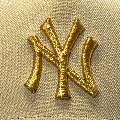 New Era 9Forty A-Frame New York Yankees 75th Anniversary Stadium Patch Snapback Hat - Tan, Navy, Metallic Gold New Era