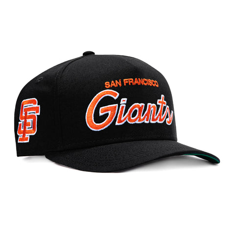 New Era 9Fifty A-Frame San Francisco Giants Logo Patch Script Snapback Hat - Black