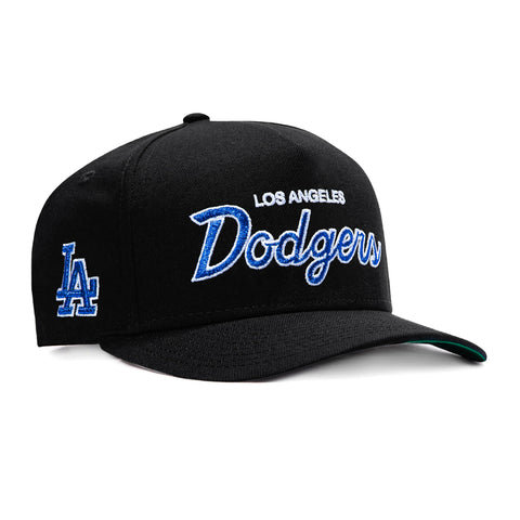 New Era 9Fifty A-Frame Los Angeles Dodgers Logo Patch Script Snapback Hat - Black