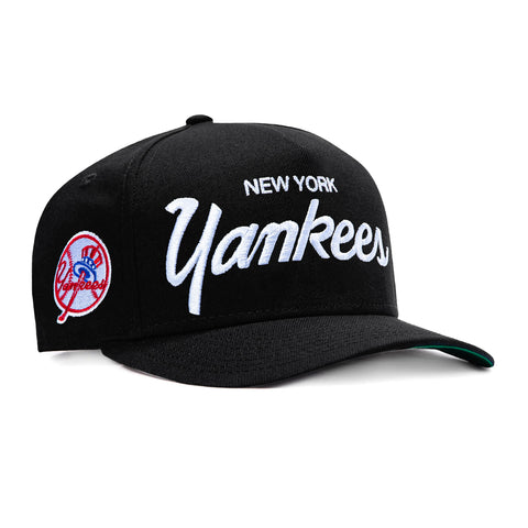 New Era 9Fifty A-Frame New York Yankees Logo Patch Script Snapback Hat - Black