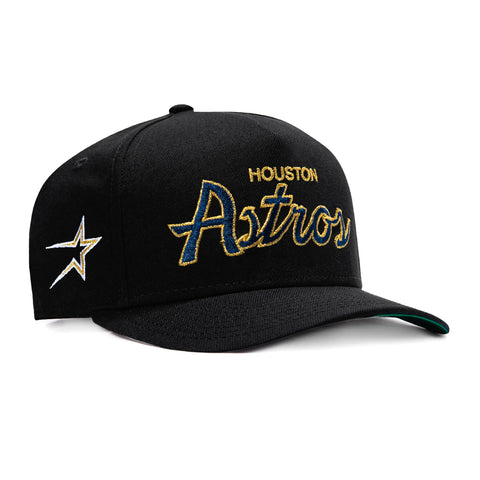 New Era 9Fifty A-Frame Houston Astros Logo Patch Script Snapback Hat - Black