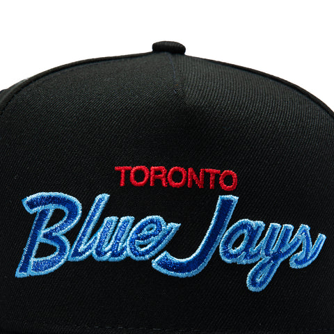 New Era 9Fifty A-Frame Toronto Blue Jays Logo Patch Script Snapback Hat - Black New Era
