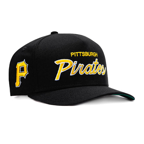 New Era 9Fifty A-Frame Pittsburgh Pirates Logo Patch Script Snapback Hat - Black New Era