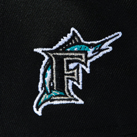 New Era 9Fifty A-Frame Miami Marlins Logo Patch Script Snapback Hat - Black New Era