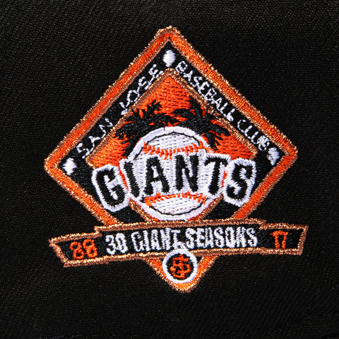 New Era 9Forty A-Frame San Jose Giants 30th Anniversary Patch Snapback Hat - Black, White New Era