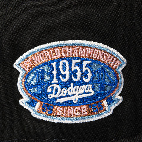 New Era 59Fifty Brooklyn Dodgers 1955 World Series Patch Script Hat - Black, Ivory New Era