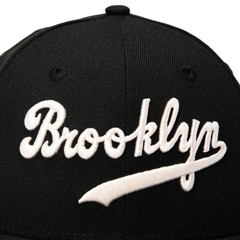 New Era 59Fifty Brooklyn Dodgers 1955 World Series Patch Script Hat - Black, Ivory New Era