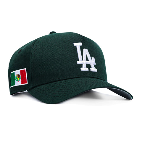 New Era 9Forty A-Frame Los Angeles Dodgers Mexico Flag Patch Snapback Hat - Green, White New Era