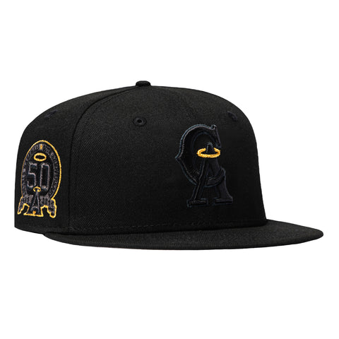 New Era 59Fifty Los Angeles Angels 50th Anniversary Patch Hat - Black, Black, Metallic Gold New Era