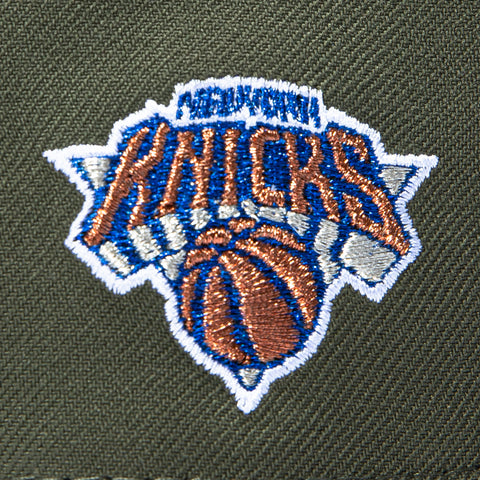 New Era 59Fifty New York Knicks Logo Patch Hat - Olive, Navy, Metallic Copper New Era