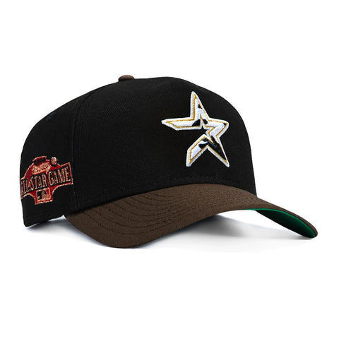 New Era 9Forty A-Frame Cowhide Houston Astros 2004 All Star Game Patch Snapback Hat - Black, Brown