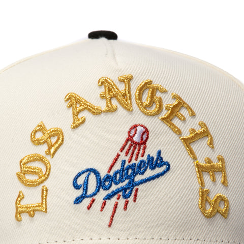 New Era 9Forty A-Frame Los Angeles Dodgers Old English Arch Snapback Hat - White, Black New Era