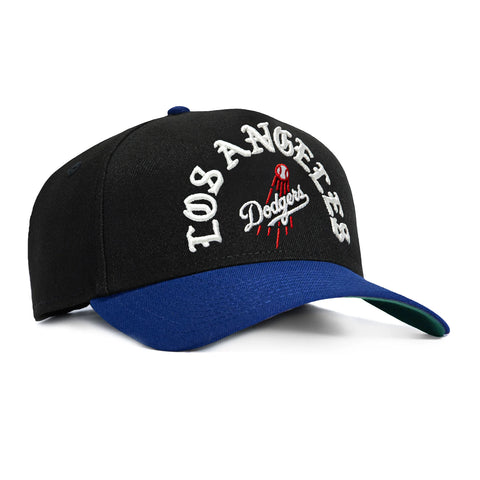 New Era 9Forty A-Frame Los Angeles Dodgers Old English Arch Snapback Hat - Black, Royal New Era