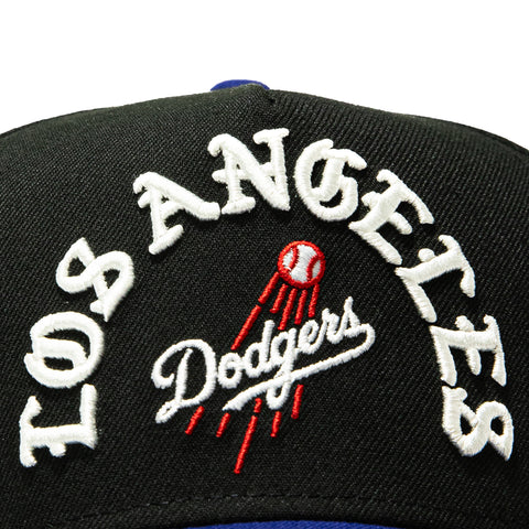 New Era 9Forty A-Frame Los Angeles Dodgers Old English Arch Snapback Hat - Black, Royal New Era