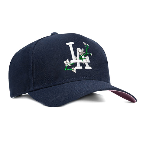 New Era 9Forty A-Frame Los Angeles Dodgers Flower Snapback Pink UV Hat - Navy New Era