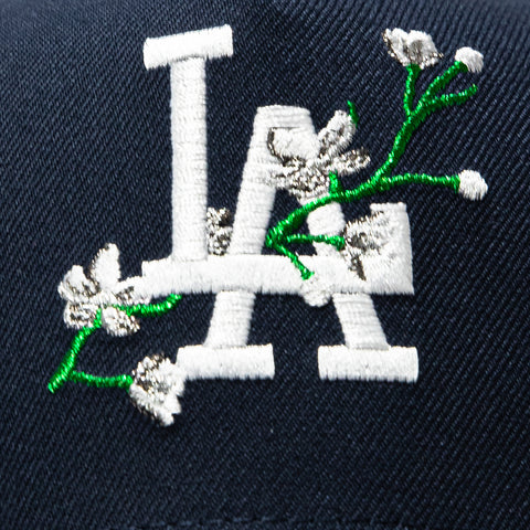 New Era 9Forty A-Frame Los Angeles Dodgers Flower Snapback Pink UV Hat - Navy New Era