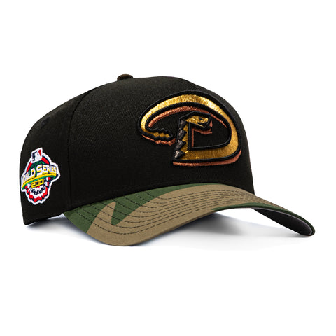 New Era 9Forty A-Frame Arizona Diamondbacks 2001 World Series Patch Snapback D Hat - Black, Camo, Metallic Gold New Era
