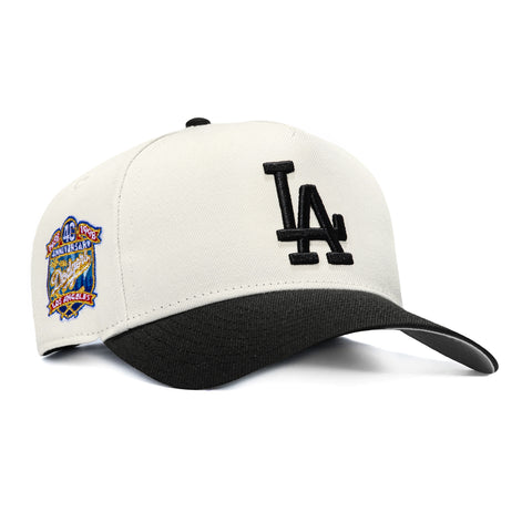 New Era 9Forty A-Frame Los Angeles Dodgers 40th Anniversary Patch Snapback Hat - White, Black New Era