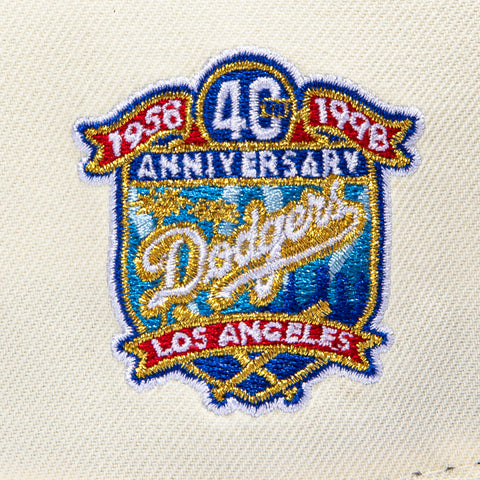 New Era 9Forty A-Frame Los Angeles Dodgers 40th Anniversary Patch Snapback Hat - White, Black New Era
