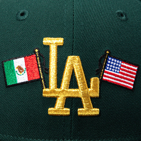 New Era 59Fifty Los Angeles Dodgers Logo Patch Mexico & USA Flag Hat - Green, Black New Era
