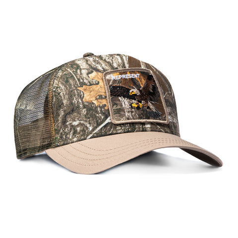 Goorin Bros Represent Eagle Adjustable Snapback Trucker Hat - Realtree Camo, Stone Goorin Bros