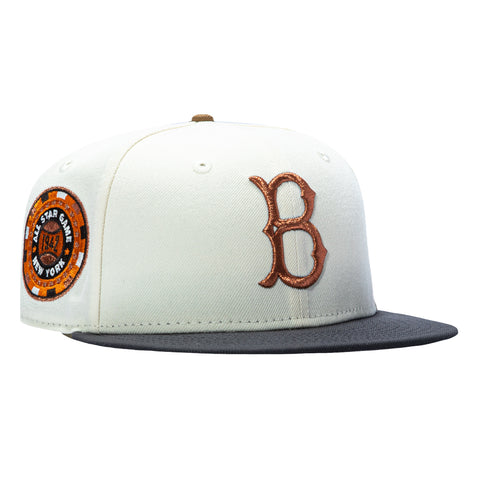 New Era 59Fifty Sepia Brooklyn Dodgers 1942 All Star Game Patch Hat - White, Graphite New Era