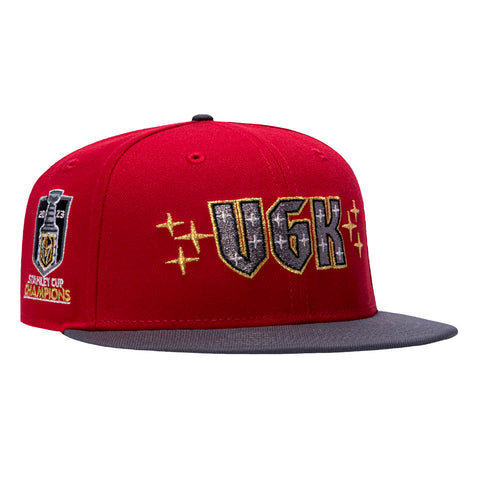 New Era 59Fifty Las Vegas Golden Knights 2023 Stanley Cup Champions Patch VGK Hat - Red, Graphite