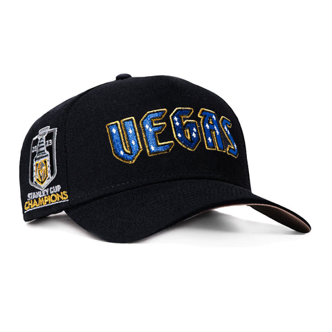 New Era 9Forty A-Frame Las Vegas Golden Knights 2023 Stanley Cup Champions Patch Word Snapback Hat - Navy