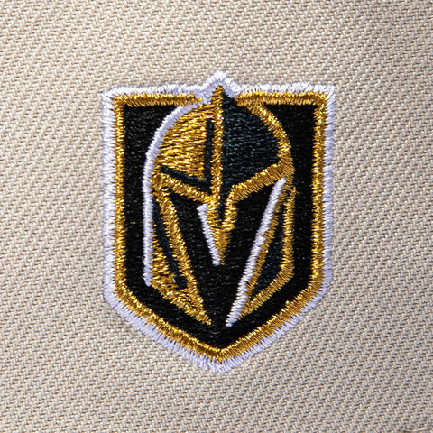 New Era 9Forty A-Frame Vegas Golden Knights Logo Patch VGK Snapback Hat - Stone, Graphite New Era