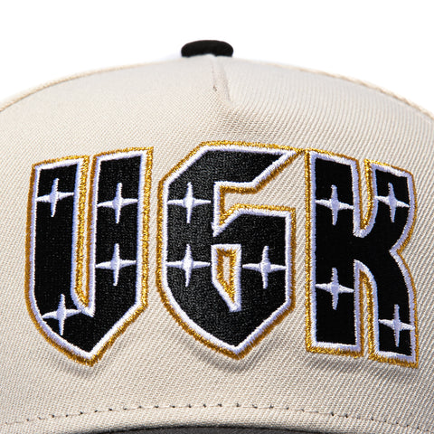 New Era 9Forty A-Frame Vegas Golden Knights Logo Patch VGK Snapback Hat - Stone, Graphite New Era