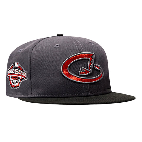 New Era 59Fifty Arizona Diamondbacks 2001 World Series Patch Upside Down D Hat - Graphite, Black, Red