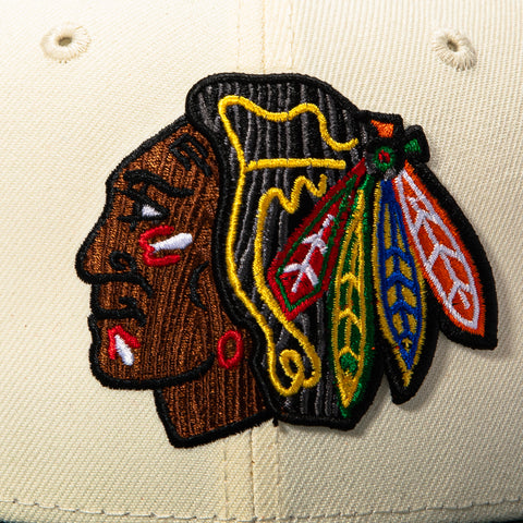 WOOD GRAIN 2TONE BLACKHAWKS WC25 WHT/GRN New Era